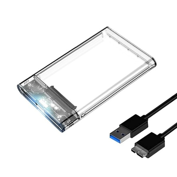 3,0/2.0 HDD Kassering  2,5tommers SATA SSD Hard Disk Eske med 5Gbps Transfer Speed og Transparent Design Mobil Ekstern hus