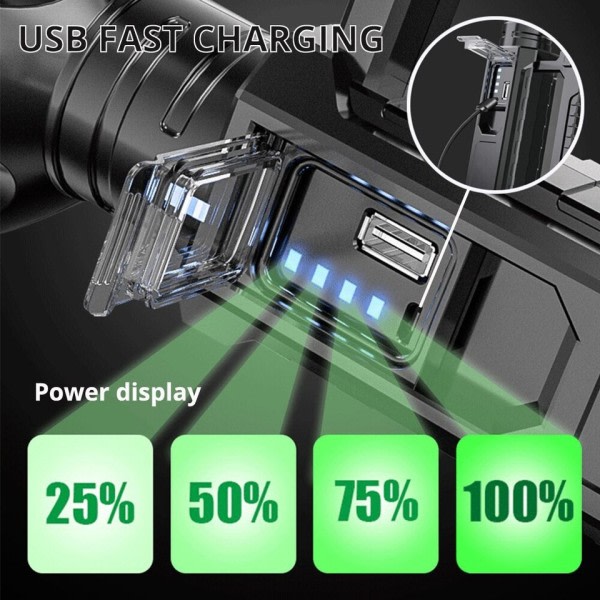 Genopladelige Høj Power LED Lommelygter Ultra Lang Belysning Distance Lampe Søgelygte