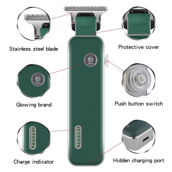 Profesjonell Hår Clipper T-blad Tørrbarbering Hår Klipping Maskin All-around Outlining Close-cutting Machine