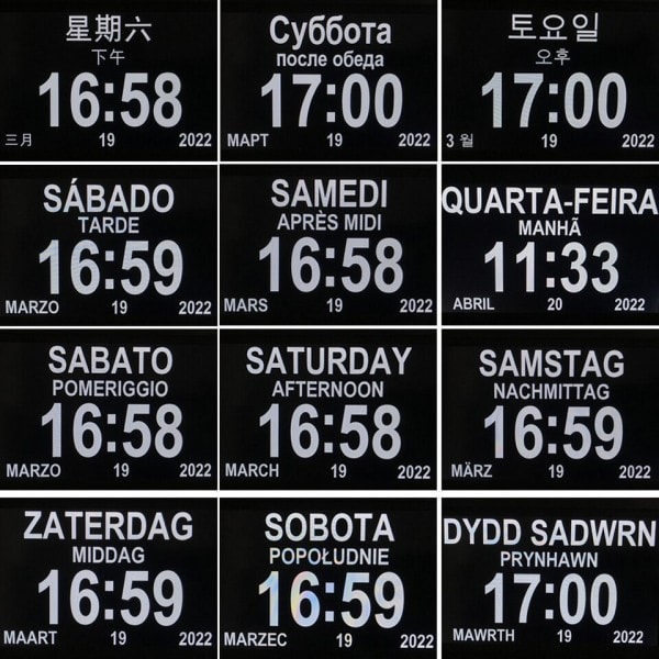Alarm Digital LED Kalender Klocka med Multi Languages display