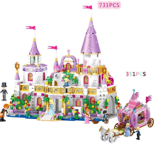 Slot vogn gør-det-selv model bygning klodser med figurer klodser kit legetøj piger jule gaver