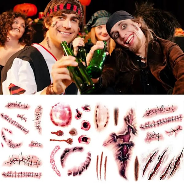 Halloween kauhu haava tarrat veri vamma väärennös rupi
