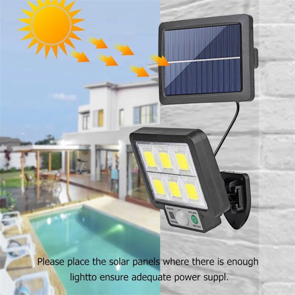 LED Solar Splitt Vegg Lampe 3 Modus Vanntett Bevegelse Sensor Lamper Hage Gate Belysning Solar Lampe For Hage Sikkerhet Vegg Lys