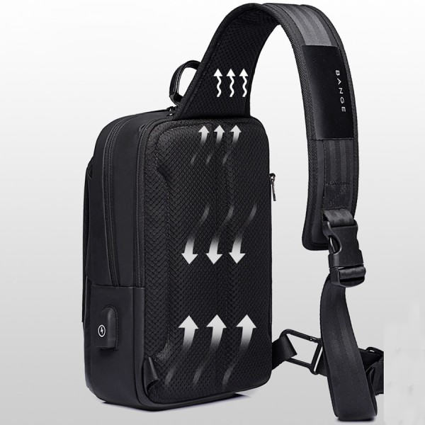 Multifunktion Crossbody Bryst Taske  Mænd USB Opladning Pakke Kort Tur Messengers Taske