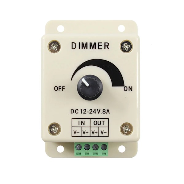 Hvit LED Dimmer DC 12V 24V 8A Justerbar Lysstyrke Kontroller Switch Lampe Pære Strip Driver Enkelt Farge Lys Strøm forsyning