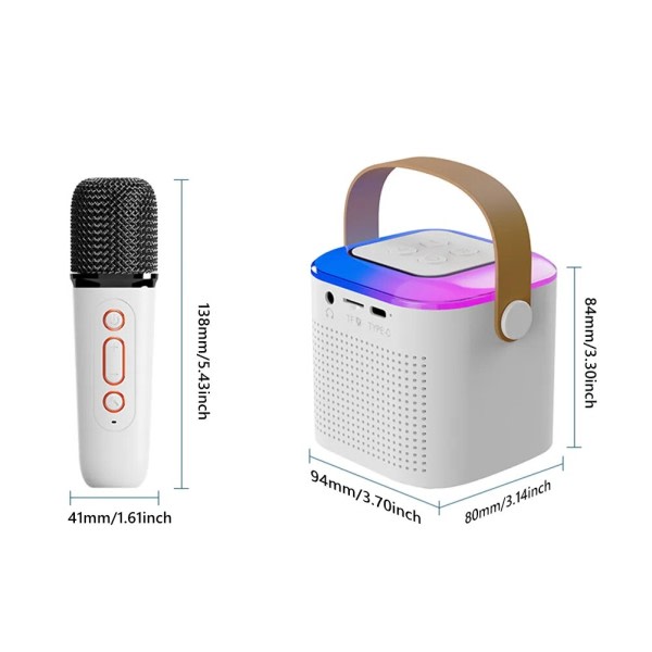 Mikrofon Karaoke Maskin Bærbar Bluetooth 5.3 PA Høyttaler System med 1-2 Trådløse mikrofoner
