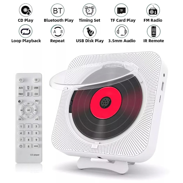 Kannettava CD soitin Bluetooth kaiutin stereo CD soittimet LED näyttö seinä asennettava CD musiikki soitin IR kaukosäädin FM radio