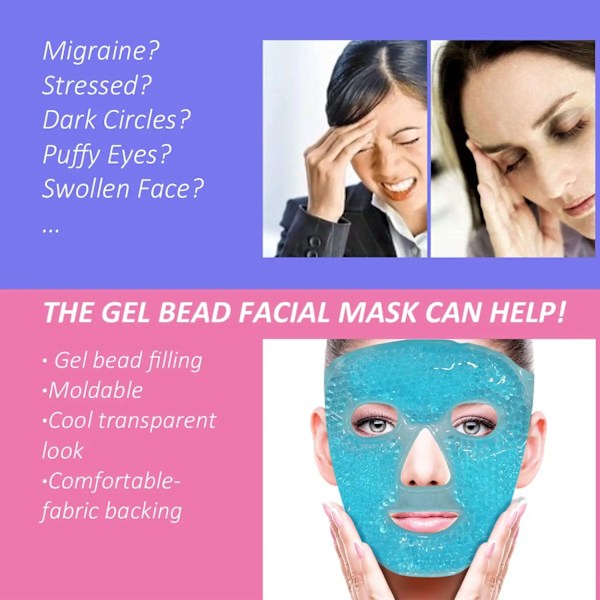 Kald ansikt øye maske is pakke reduser ansikt pust mørke sirkler gel perler varm varme kald komprimer pakke ansikt SPA for kvinne sovende