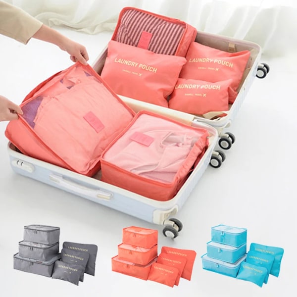 6 stykker Pink Rejse Opbevaring Taske Stor Kapacitet Vandtæt Bagage