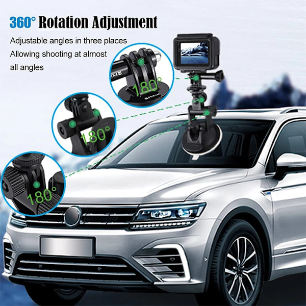 Imukuppi kamera auto kiinnike jalustalla sovittimella ja puhelimen pidin GoPro Herolle