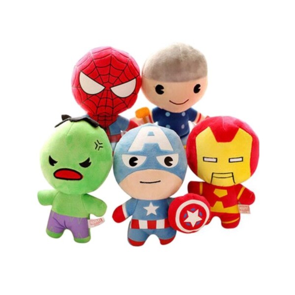 Sød 4 tommer Super Heroes Plysj Legetøj Tegnefilm Mini Anime Spider Iron Man Nøglering