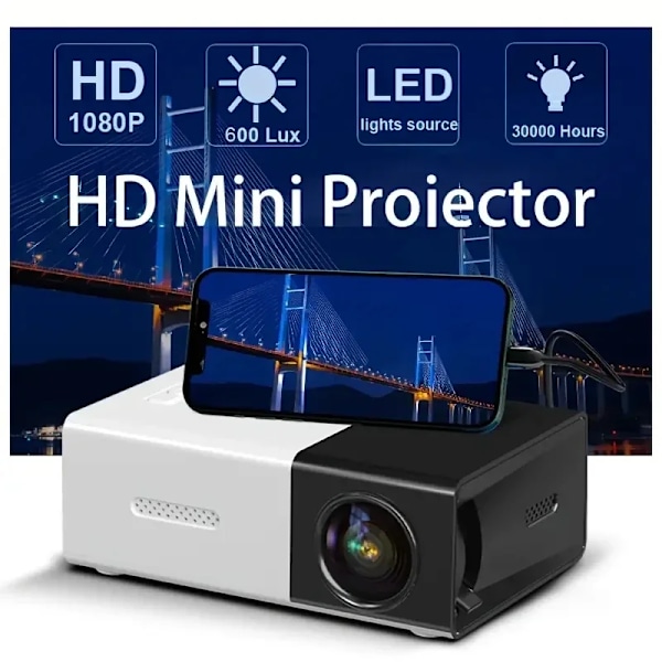 Bärbar Hem Video Projektor Support EU Plug Typ Home Theater