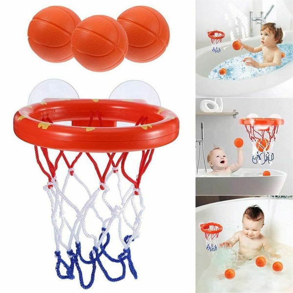Baby badekar legetøj småbarn dreng vand legetøj badeværelse badekar skydning basketball bøjle med 3 bolde