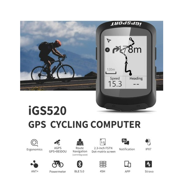 GPS Cykling Cykel Dator ANT+ Bluetooth Rutt Navigation Hastighetsmätare Trådlös vägmätare