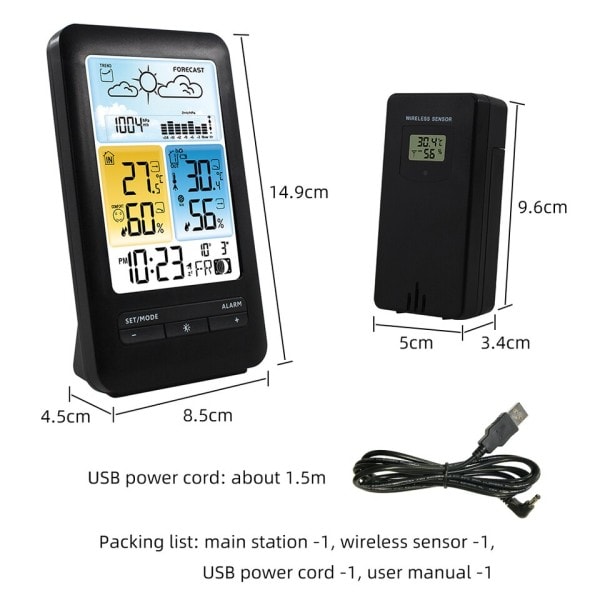Digital Ur Vejr Station Termometer Hygrometer