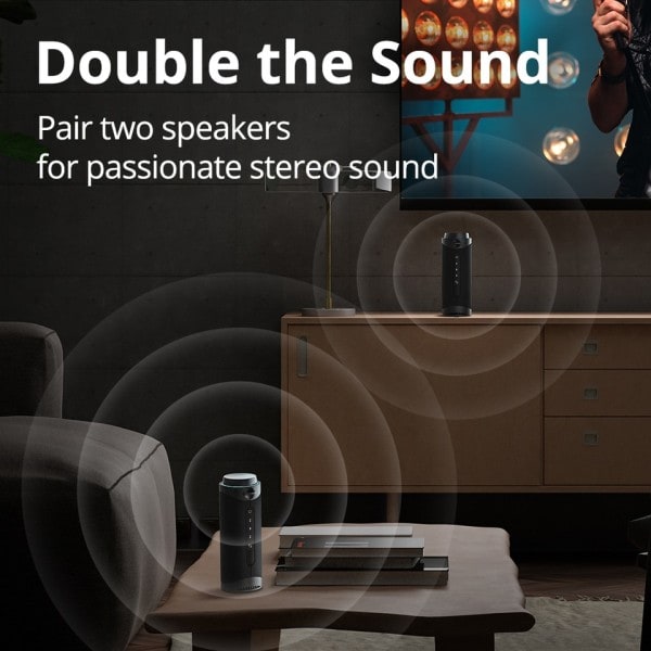 T7 kaiutin Bluetooth kaiutin 360 asteen surround ääni, Bluetooth 5,3, LED tilat, True langaton kaiutin