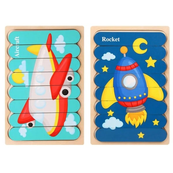 Baby trä montessori pussel barn spel trä pussel 3D tecknad djur pussel