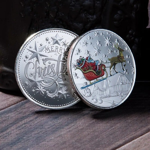 Glædelig jul Belagt Guld Mønt Julemand Farverig Stjerne Sne Samlerobjekt Mønter Jul Souvenirs