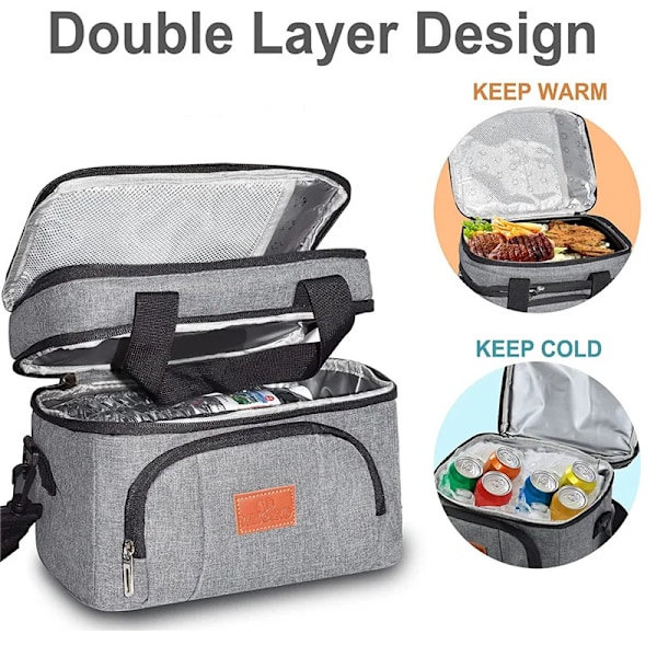 Multifunktionel Dobbelt Layers Tote Cooler Frokost Tasker