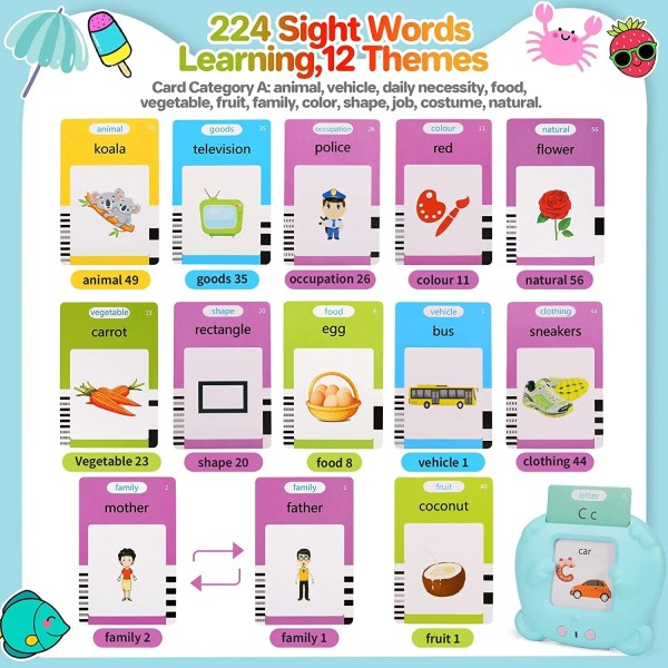 Barn pratar blixt kort dagis barn språk elektroniskt ljud bok lär engelska ord leksaker