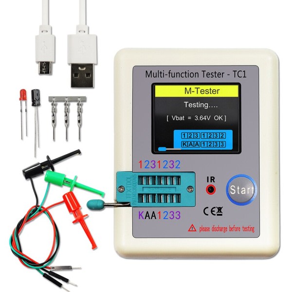 Transistor Tester Multimeter Färgstark Display TFT För Diod Triod MOS/PNP/NPN Kondensator Motstånd Transistor
