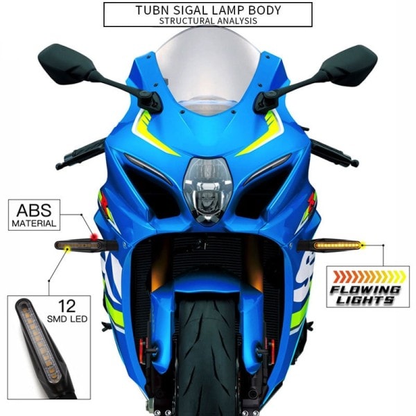 2 STK Motorcykel Lys One-Line Strip 12led Motorcykel Løbende Vand Sving Signal Blinkende Signal Indikator Lys
