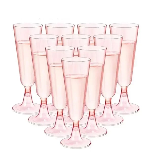25 bitar 150ml Plast Champagne Flöjter Engångs Mousserande Bar Muggar Klar Rosa Rostbägare
