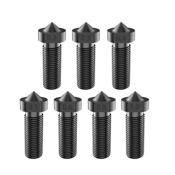 Vulkan munstycke härdat stål munstycken M6 1,75 mm 0,2 mm-1,2 mm hög temp 3D utskrift