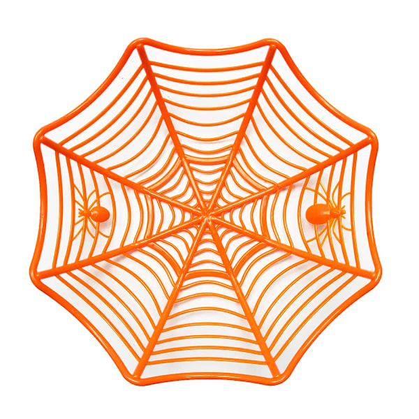 Halloween Slik Kurv Sort Orange Spider Web Skål Kiks Emballage Kurv Frugt Tallerken Trick