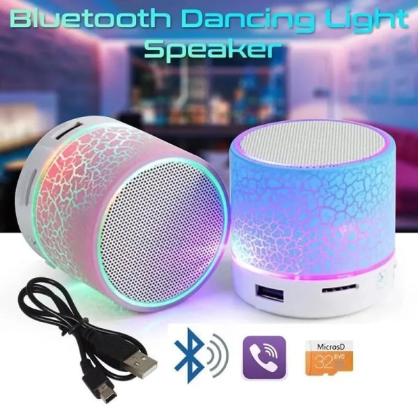 Bluetooth Mini Højttaler Trådløs Højttaler Farverig LED TF Kort USB Subwoofer