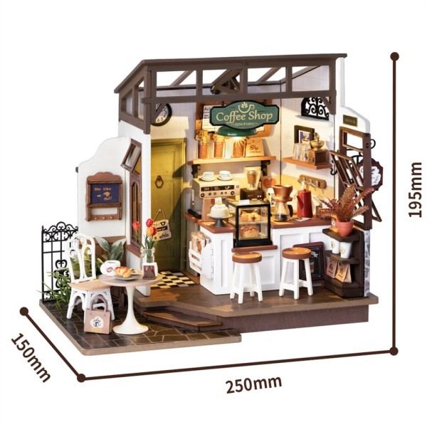 DIY Mini Dukkehus Model Kits Gør-det-selv Kaffe Shop Dukkehus Børn Miniature