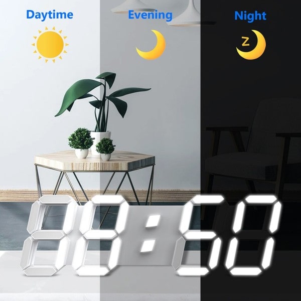 3D LED Væg Ur Stor Digital Væg Ur Med Fjernbetjening Kontrol Alarm Ur