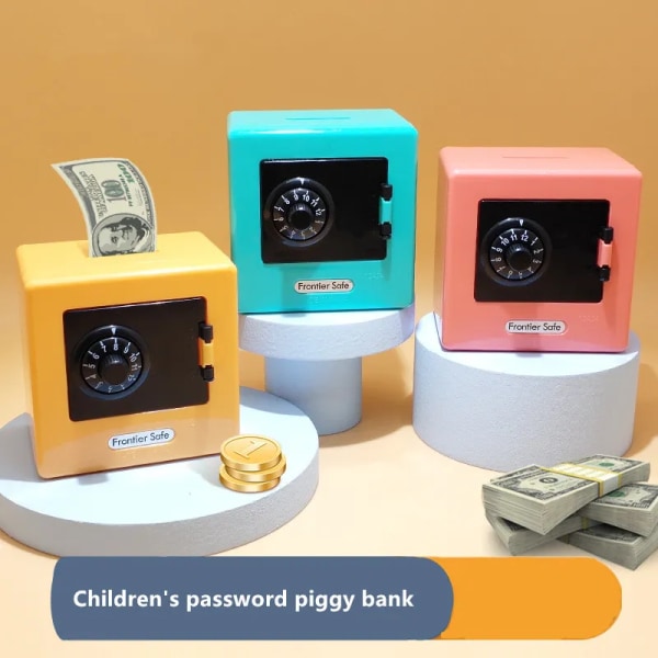Mini Safe Piggy Innskudd Bank Husholdning Seddel Lås Passord Penger Boks