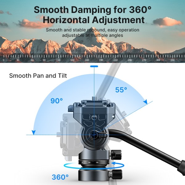 F 38 Quick Release Fluid Video Head Panoramic Gimbal Head  Avtakbar Håndtak for Stativ Shooting