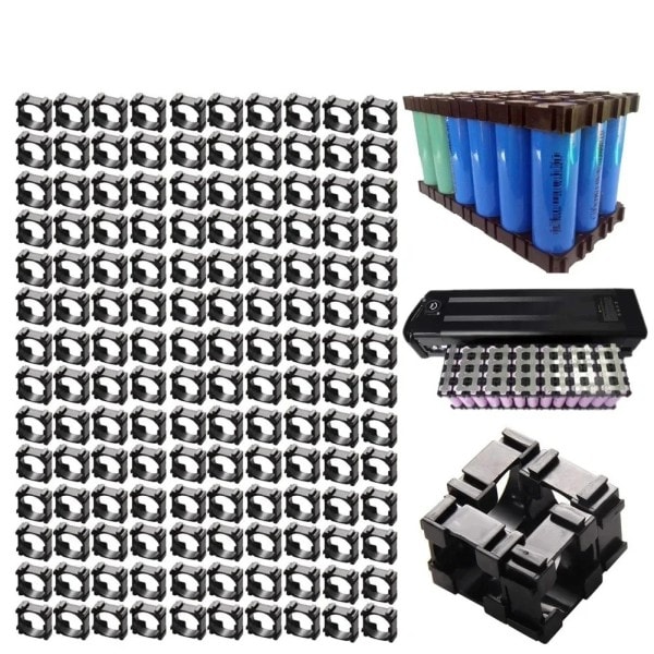 100 styk 18650 Lithium Batteri Holder Cylindrisk Anti Vibration Plastik Batteri Pakke Bracket
