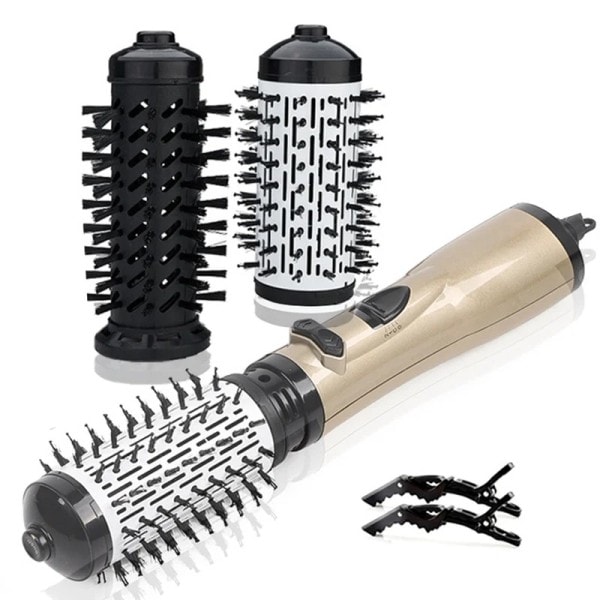 2 Utbytbart Huvud 360 Roterande AirFlow Varm Air Brush Hår Rightener Curler Järn Volumizer Blowers Elektrisk Hår Torktumlare Kam