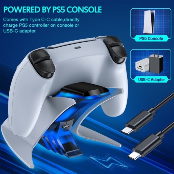 Kaksois ohjain laturi PS5 lataus telakka asema Playstation 5 Dualsense ohjaimet USB C kaapelilla