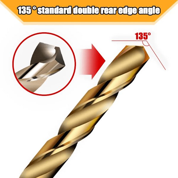 50 stykker Høj Speed Stål Ti-belagt Twist Bit Titanium Coated Bor Bits Værktøj