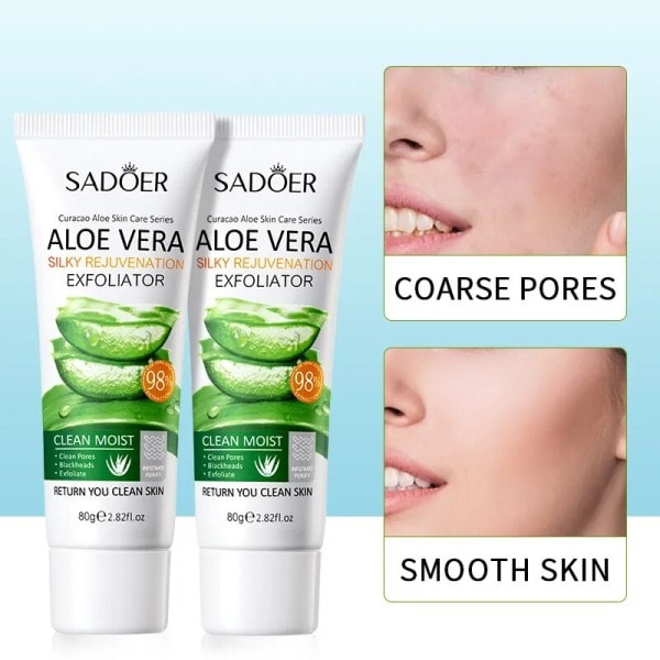 Ansikt Eksfolierende Gel Aloe Vera Ansiktsbehandling Eksfolierende Skrubb Renser Hviting Acne Svarthode Behandling