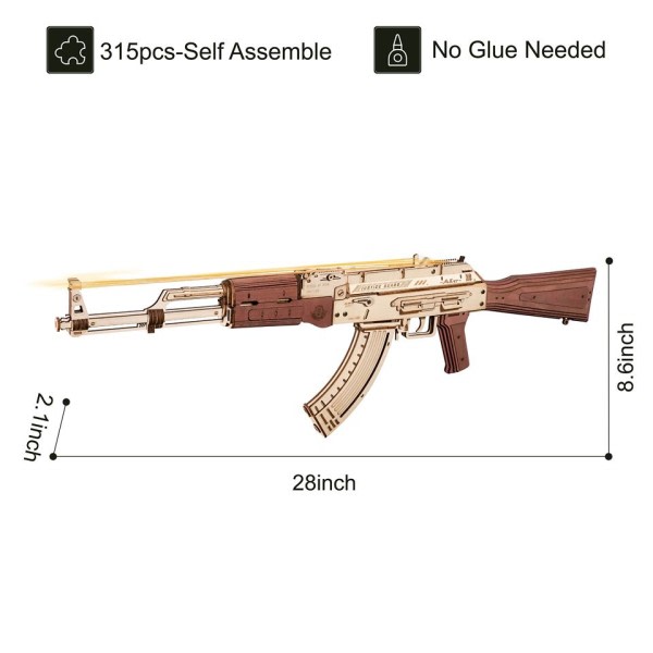 Automatisk riffel AK47 3D træ pistol sjovt gør-det-selv byggeklods legetøj