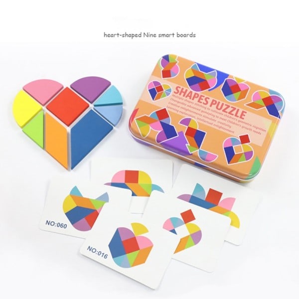3D tre variabel tangram stikksag puslespill leker med form kort barn pedagogisk puslespill leketøy