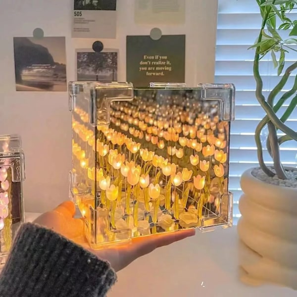 Creative Gör-det-själv Tulpan Blomma Hav Kub Tredimensionell Liten Natt Lampa Material Paket