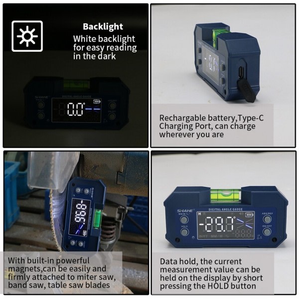 Magnetisk Nivå Måler Inklinometer Oppladbar Vinkel Protractor