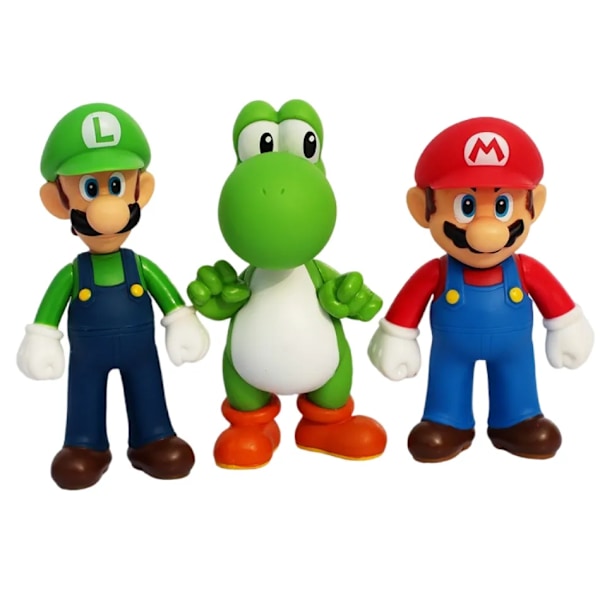 Super Mario Bros PVC Action Figur Legetøj Dukker Model Sæt Luigi Yoshi Æsel Kong svamp
