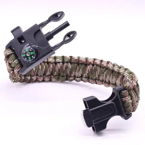 Utomhus Överlevnad Escape Armband Resenär Gamer Militär Fläkt Plast Spänne Sju-blad Utomhus Paraply Rep