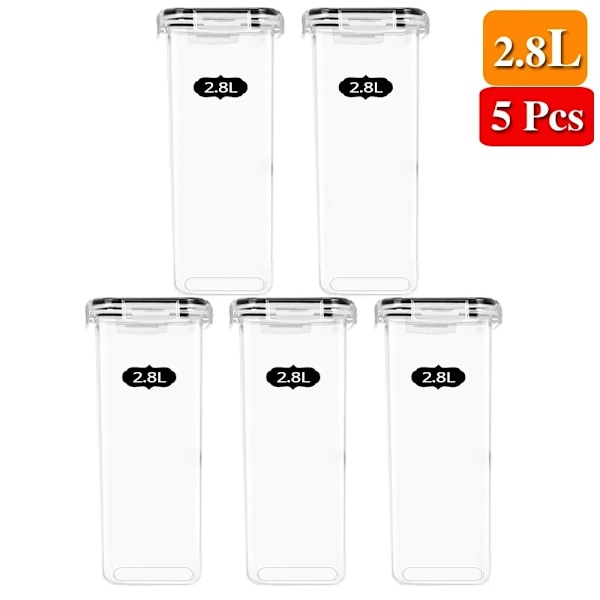 Mat Förvaring Behållare Kök Arrangör och Förvaring Behållare med lock Kylskåp Nudlar Låda Tank Förseglade Burkar 5 Set Set