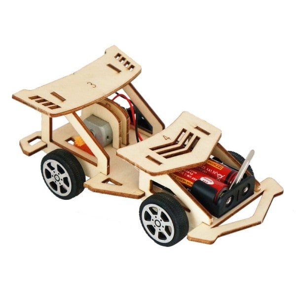 Gjør-det-selv Elektrisk Tre Racing Bil Sammensatt Puslespill Vitenskapelig Eksperiment Pedagogisk Mini Modell Tidlig læring leketøy
