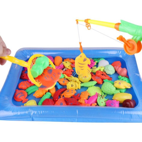Barn fiske leksak set kostym magnetisk lek vatten bebis leksaker fisktorg för barn
