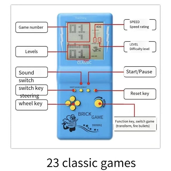 Mini Håndholdt Spil Konsol Indbygget 23 Spil 80 Barndom Klassisk Tetris Retro Gammel modigt Børn's Student Legetøj