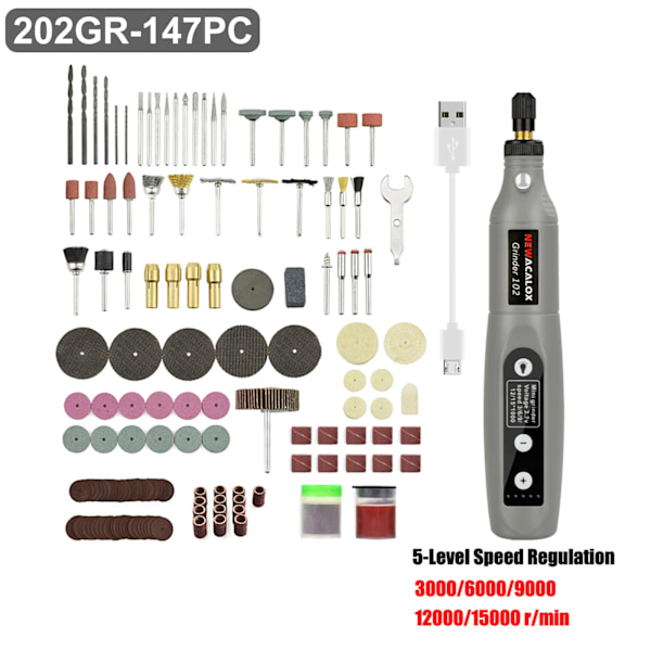 USB laddning Variabel Hastighet Mini Slipmaskin Roterande Verktyg Kit Kvarn Set med 173 bitar Gravering Tillbehör Kit